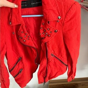 Zip up mottos style lightweight denim jacket